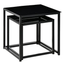 Set 2 Tavolini Moderni Piani in Vetro Temperato Nero