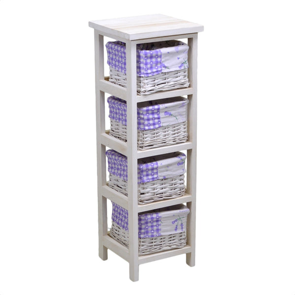 acquista Cassettiera in Legno 4 Cassetti 25x25H76,5cm Lavanda