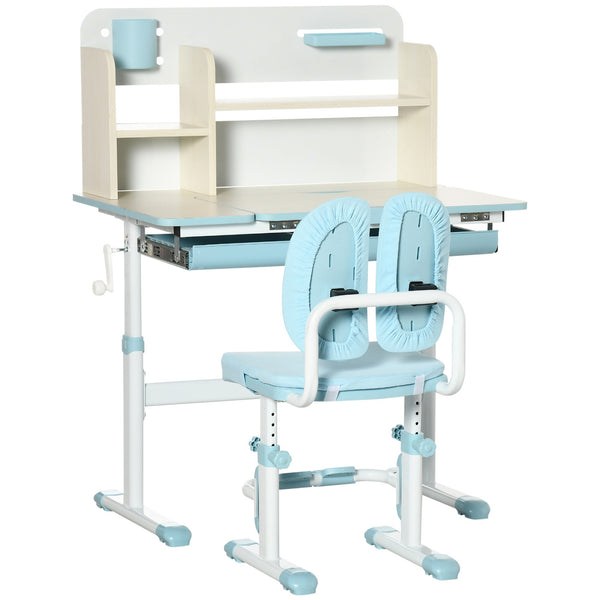 online Banco Studio Scuola per Bambini 80x52x88-109 cm in MDF e Acciaio Azzurro