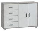 Madia 2 Ante 4 Cassetti 116x86x41 cm Cemento/Ossido Bianco