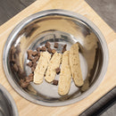 Ciotole per Cani Rialzate 58x32x50 cm in Legno e Acciaio Nero