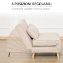 Poltrona Letto 3 in 1 con Schienale Reclinabile in 6 Posizioni 94x78x80 cm  Beige