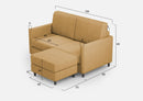 Divano 2 Posti con Pouf 138x155x85 cm Karay in Tessuto Ocra