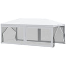 Gazebo da Giardino Pieghevole con Zanzariera 595x295x255 cm in Metallo e Tessuto Bianco