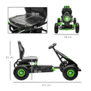 Go Kart a Pedali per Bambini 5-12 Anni 121x58x61 cm in Metallo e PP Verde e Nero   