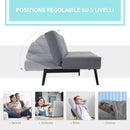 Divano Letto 3 Posti 195x84x82 cm in Tessuto Effetto Lino Grigio