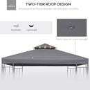 Tetto di Ricambio per Gazebo 3x3m a 2 Livelli e Resistente ai Raggi UV   Grigio Scuro