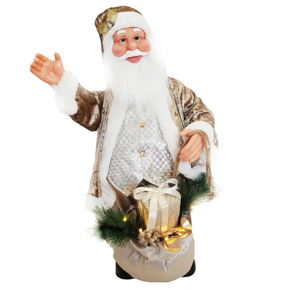 Pupazzo Babbo Natale H80 cm con Luci e Movimento Champagne prezzo