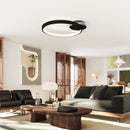 Plafoniera LED Moderna a 2 Anelli 50x40x 7,4 cm Potenza 30W in Alluminio e Acrilico Nero  
