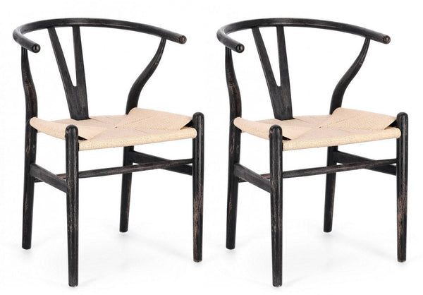 online Set 2 Sedie 50x41x77 cm Artas in Legno Nero e Naturale