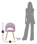 Set 2 Sedie Imbottite 52x48x78 cm in Tessuto Velluto Flex Rosa e Oro