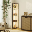 Lampada da Terra con 5 Ripiani e Luce LED 3 Livelli di Luminosità e Interruttore a Pedale Nero      