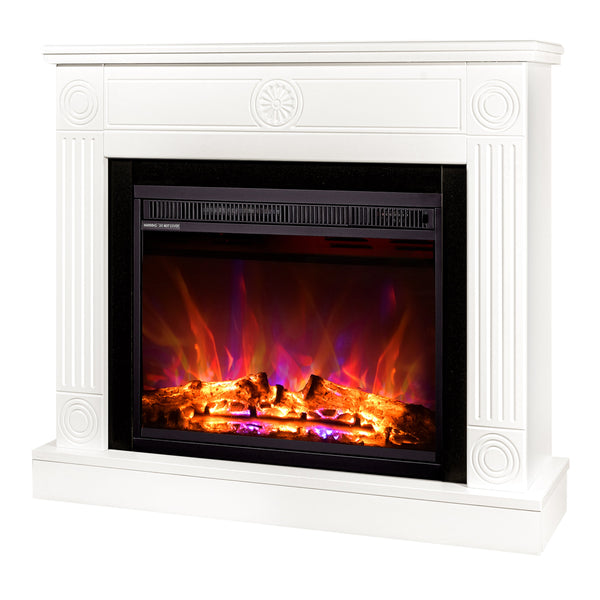 Camino Elettrico da Pavimento 80x95x27 cm Effetto Fiamma 1500W Bonita & Lorance Bianco/nero online