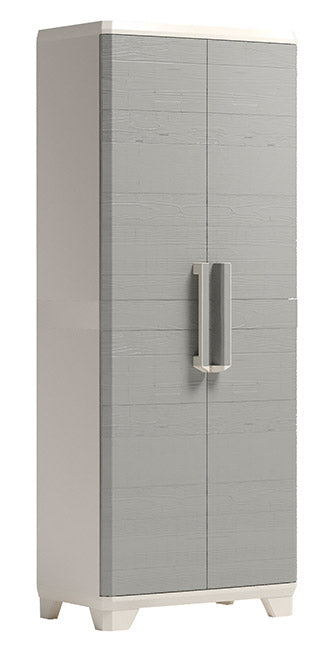 Armadio da Esterno 3 Ripiani 68x39x182H cm in Plastica Keter Wood Grain Alto Beige sconto