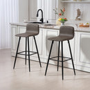 Set 2 Sgabelli da Bar con Schienale Basso e Poggiapiedi 44x44x95 cm in PU Marrone Scuro 