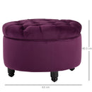 Pouf Contenitore con Coperchio in Velluto con Bottoni Trapuntati   Viola