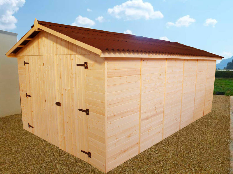 Box Auto Garage da Esterno 2,8x4,8 m Senza Pavimento in Legno Picea Massello 16mm Eden