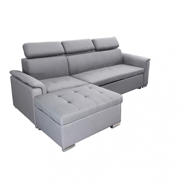 online Divano Letto Derrick 234x148x84 cm in Tessuto Grigio chiaro