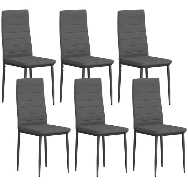 sconto Set 6 Sedie Imbottite per Soggiorno 41x50x97 cm in Acciaio e Tessuto Grigio