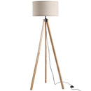 Lampada da Terra Tripode in Legno con Paralume E27 Ø45x152 cm  Beige
