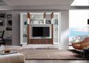 Parete Attrezzata Mobili Soggiorno Mobile TV Pensile 2 Mobili a Colonna TFT Frame Bianco e Rovere