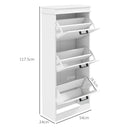 Scarpiera 3 Cassetti Ribaltabili e Regolabili 15 Paia di Scarpe 54x24x117,5 cm Bianco  