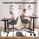 Sedia da Ufficio Girevole 57x57x83-93 cm Regolabile in Altezza con Funzione Oscillante in Ciniglia Grigio      