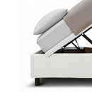 Letto 1 Piazza e Mezza Contenitore Imbottito Similpelle Bianco Boxmax Testata Vertical Varie Misure