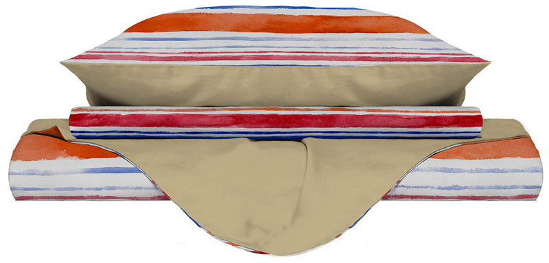 Copripiumino con Stampa sul Sacco e Federe Doubleface Strisce