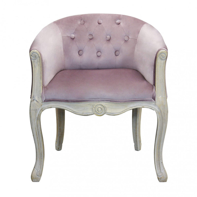 Poltrona Coreen in Velluto Rosa 61x61x71 h cm in Legno Rosa