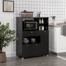 Credenza da Cucina 90x40x120 cm per Microonde con Armadietti Mensole e Cassetto in Legno Nero 