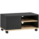 Mobile Porta TV fino 42"con Ruote e Freni Armadietto e Ripiano Regolabile 80x45x41 cm in Legno Nero