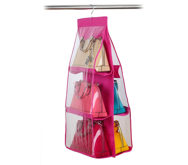 Organizer Portaborse 12 borse con gancio da armadio o porta Fucsia sconto