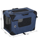 Trasportino per Cani e Gatti Pieghevole Blu nero 70x52x52 cm 