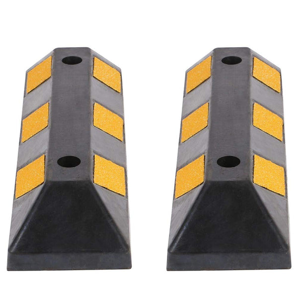 Set 2 Fermaruota Gomma Dura Ferma Ruota Ruote Parcheggio Garage Catarifrangenti acquista