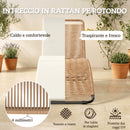 Lettino Sdraio a S da Esterno 175x57x80 cm con Cuscino in Rattan PE e Acciaio Crema      