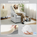Poltrona Reclinabile con Riscaldamento, 8 Punti Massaggio e 5 Modalità 82x99x106 cm in Tessuto Effetto Velluto Grigio Chiaro   