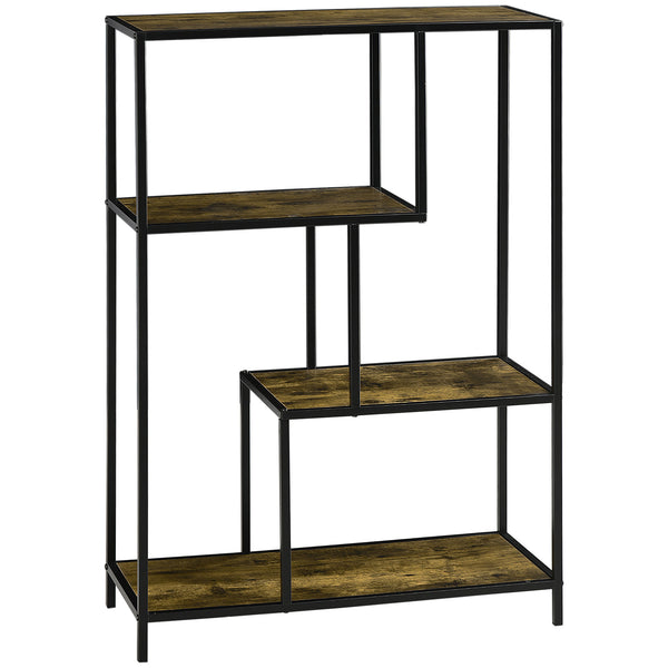 Libreria Moderna 4 Ripiani 83x34x180 cm in Legno e Metallo Marrone sconto