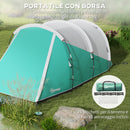 Tenda da Campeggio 2-4 Posti Impermeabile a Tunnel con Borsa di Trasporto 460x260x190 cm in Poliestere Verde