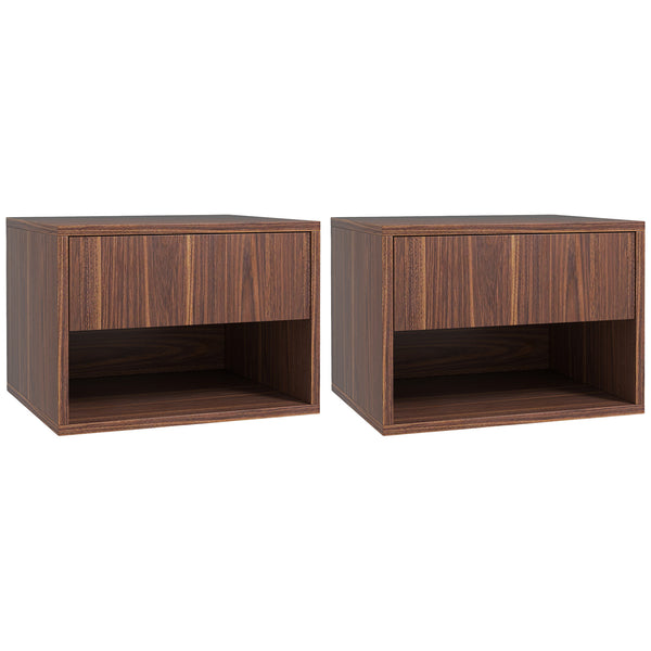 Set 2 Comodini con Cassetto e Ripiano a Giorno 40x34x29 cm in Legno Marrone sconto