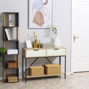 Tavolo Consolle Ingresso con 2 Cassetti e Ripiano Inferiore 100x33,5x76,5 cm in MDF Truciolato e Acciaio