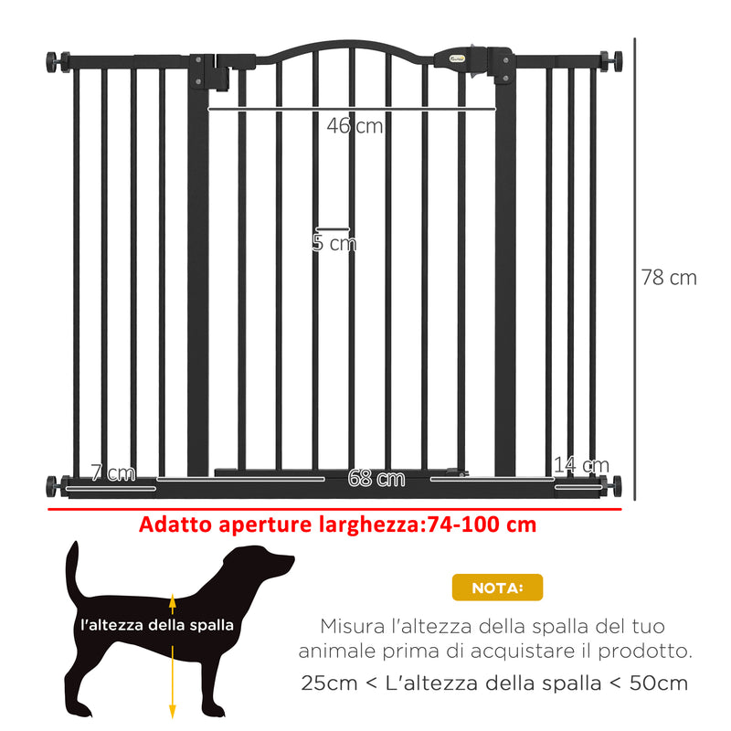 Cancellino per Cani Estensibile 74-100x78 cm in Metallo Nero-3