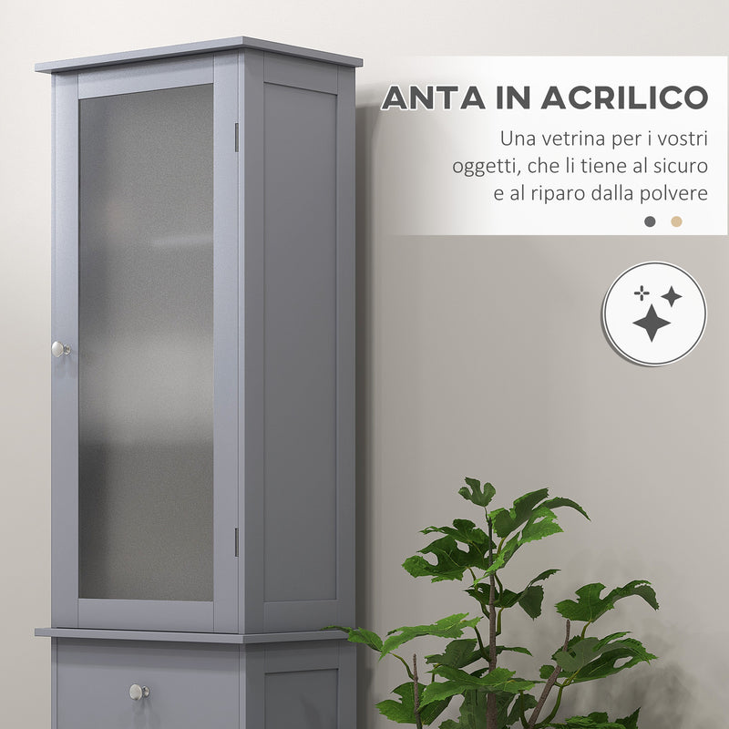 Mobile a Colonna da Bagno 40x27x171,5cm in MDF Grigio  