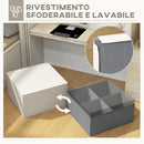 Pouf Poggiapiedi 75x75x41 cm Rivestimento Rimovibile Tessuto Effetto Lino Beige 