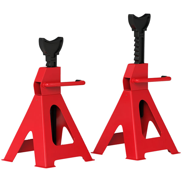 Set 2 Cavalletti Auto 3 Tonnellate di Capacità Altezza 29-42,5 cm Acciaio al Carbonio e Ghisa Rosso online