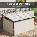 Pergola con Tende Laterali e Tetto Retrattile in PC 345x300x215-255 cm in Alluminio e Metallo Crema