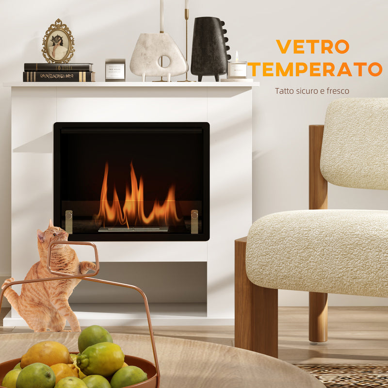 Camino a Bioetanolo da Pavimento da 0.9L con Ripiano Inferiore 86x30x82 cm Bianco  