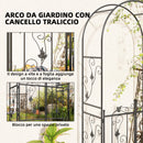 Arco da Giardino con Cancello 107x45x217 cm Traliccio per Piante Rampicanti in Metallo Nero  