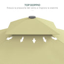 Ombrellone Decentrato 243x243x251A cm con Base a Croce in Metallo e Poliestere Beige  