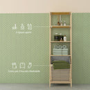 Colonna Bagno con 3 Ripiani e Cesto Portabiancheria in Tessuto 44x33x160 cm in Legno di Bambù 